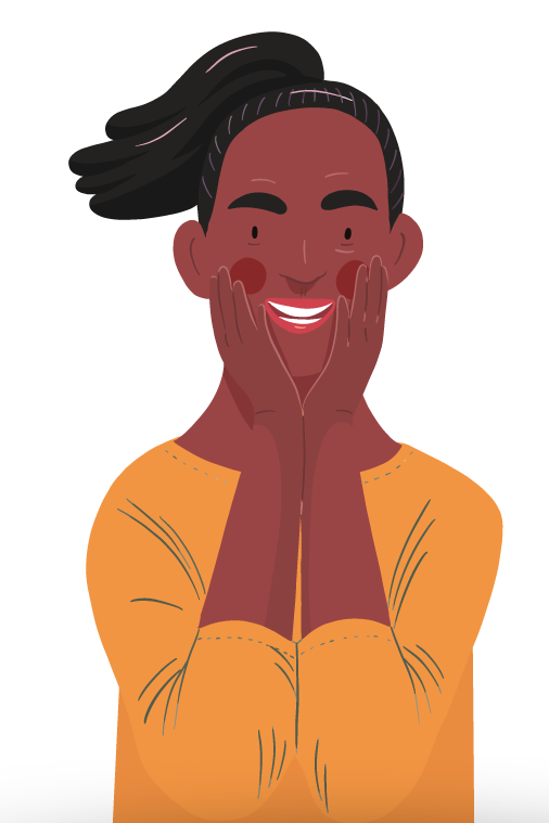 Happy middled aged woman