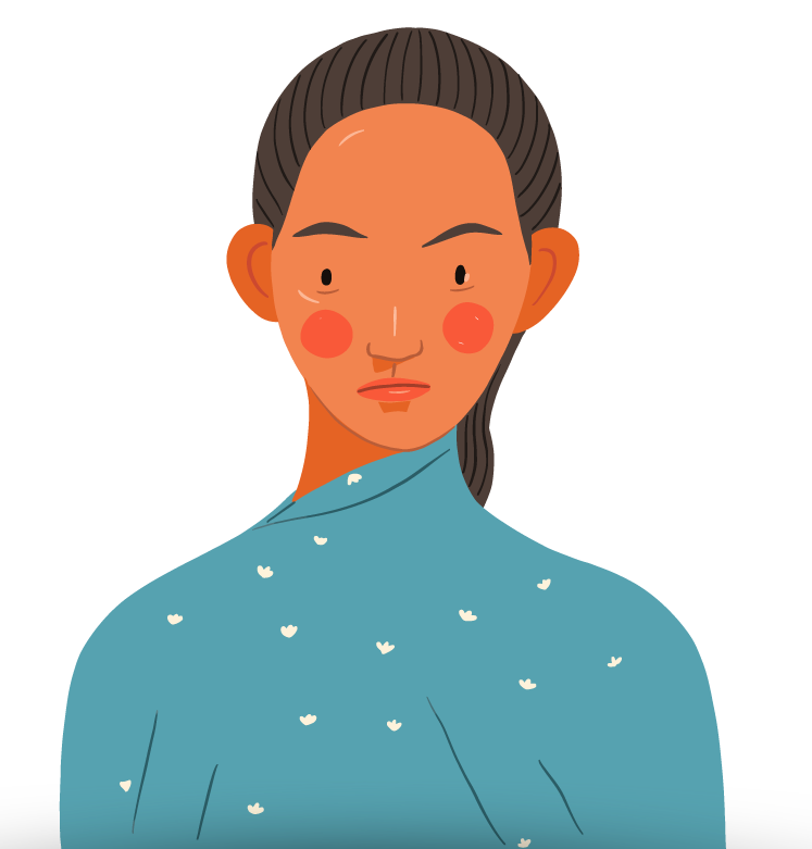 Young concerned asian lady
