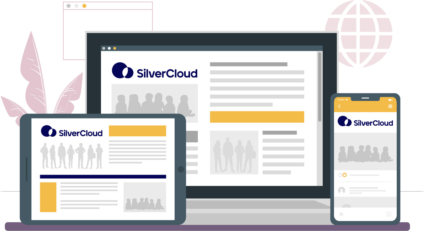 Silvercloud program shown on mobile and tablet devices